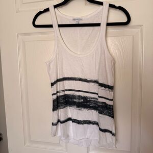 James Perse White and Black Striped Tank Top